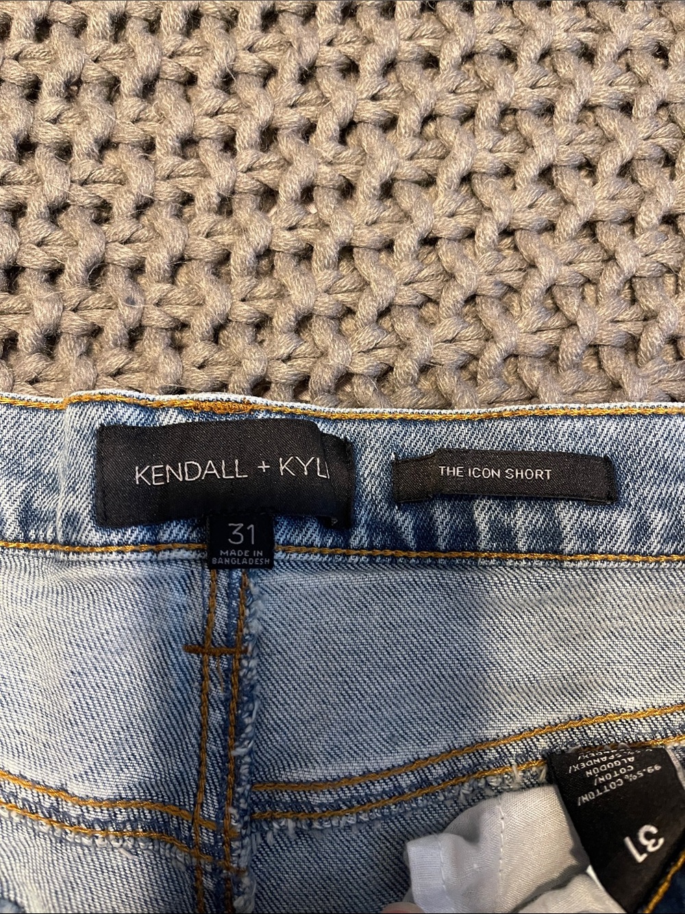 Kendall & Kylie Light Blue Distressed High-Rise Jean Shorts - Picture 4 of 5
